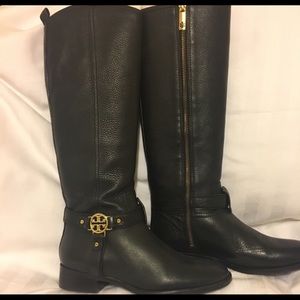 Brand new black leather Tory Burch boots